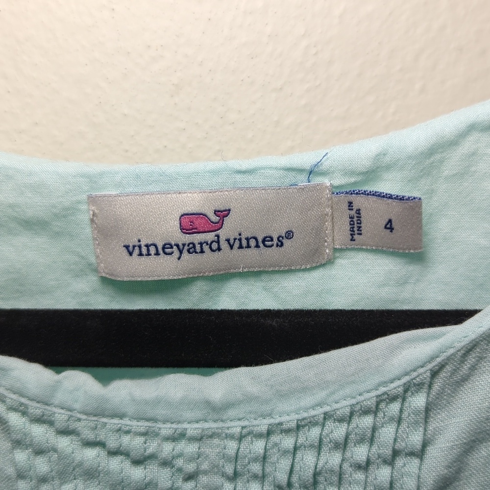 Vineyard Vines Linen Pintuck Cisco Swing Dress Crystal Blue Women's Size 4 - Picture 3 of 5